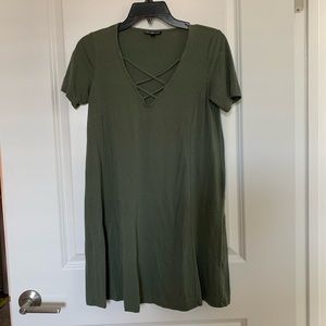 Topshop T-Shirt Mini Dress Olive Green size 2/XS